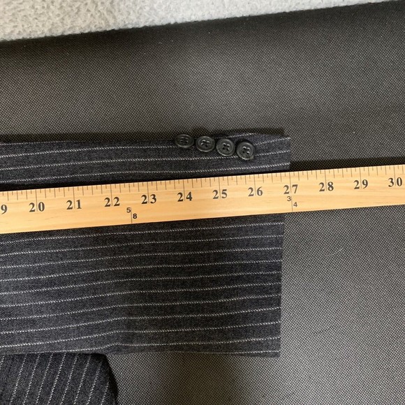 J Crew Men's Gray Pinstripe Wool Legacy 3 Button Blazer Jacket Sportcoat 42L EUC - Picture 7 of 9